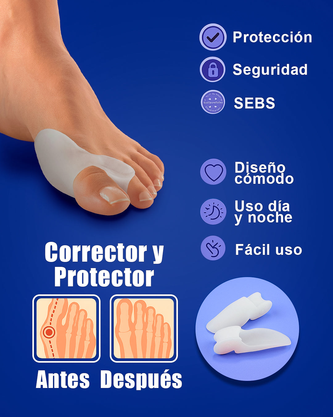 Corrector de silicona para juanetes